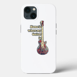 Home is where my guitar is. motivational words iPhone 13 case