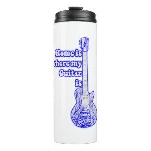 Home is where my guitar is. vintage blue guitar thermal tumbler
