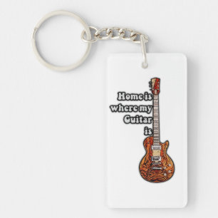 Home is where my guitar is. vintage colours guitar keychain