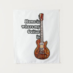 Home is where my guitar is. vintage colours guitar tapestry