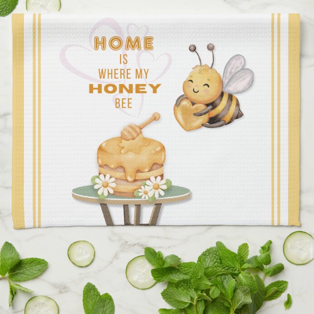 Home is Where My Honey Bee Kitchen Towel (Folded)
