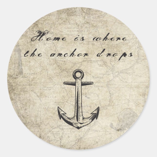 Home is Where the Anchor Drops Classic Round Sticker (Front)