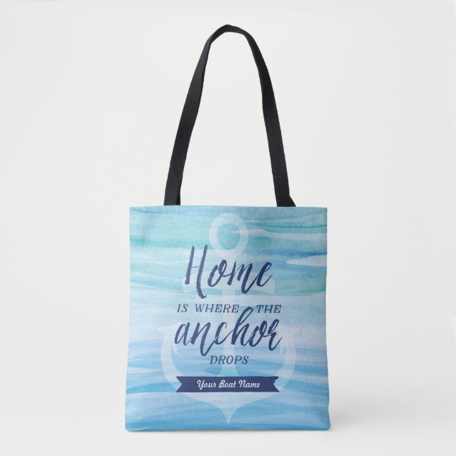 Home is Where the Anchor Drops (Personalized) Tote Bag (Front)