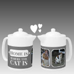 Home is where the cat is 2 photo grey white<br><div class="desc">Purrfect for any cat or dog cafe connoisseur or whiskered wonder's best bud, this meow-gical teapot screams "Home is where the cat is!" Featuring two photos, it's the ultimate personalized gift for crazy cat ladies (and gents!) or anyone who finds purrs more therapeutic than therapy . Crafted in sleek grey...</div>