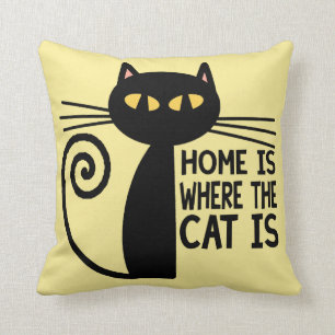 Home Is Where The Cat Is (beige) Throw Pillow