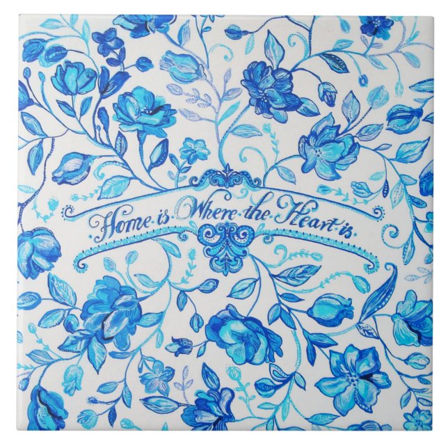 "Home is where the heart is"-6" x 6" Ceramic Tile (Front)