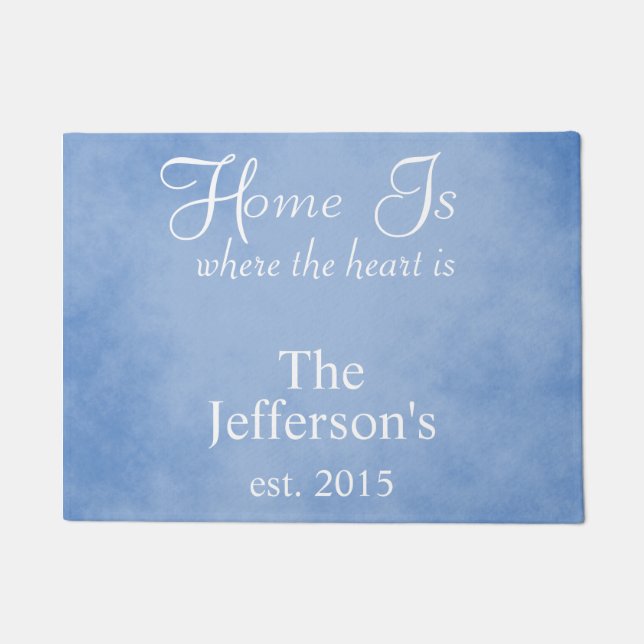 Home is where the heart is Blue Doormat (Front)