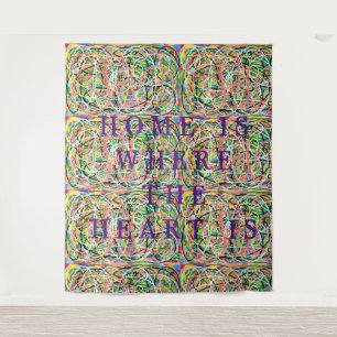 Home is where the heart is hoops purple design tapestry