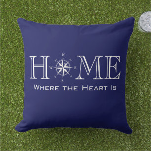 Home is where the Heart Is, nautical design Outdoor Pillow
