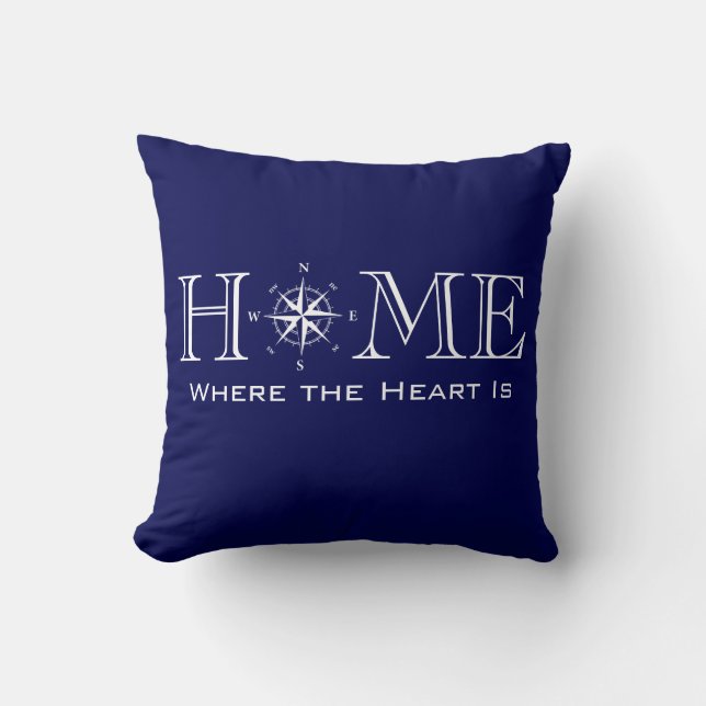 Home is where the Heart Is, nautical design Throw Pillow (Front)