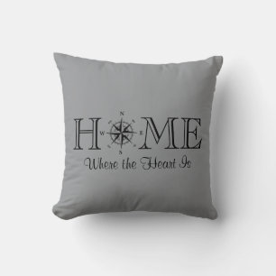 Home is where the Heart Is nautical Throw Pillow