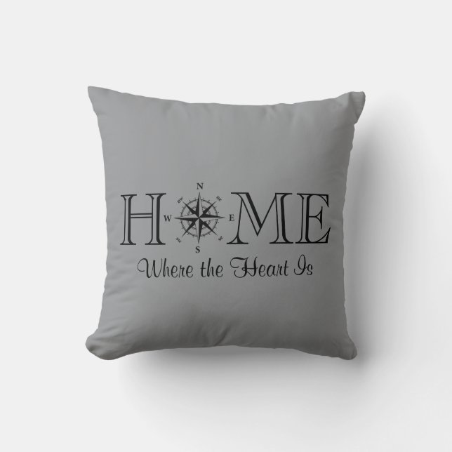 Home is where the Heart Is nautical Throw Pillow (Front)