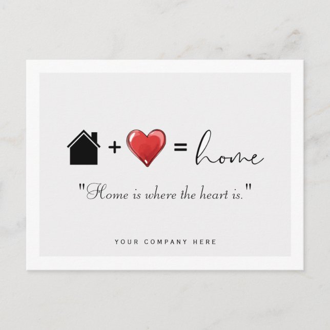 Home is Where the Heart is Real Estate Marketing P Postcard (Front)
