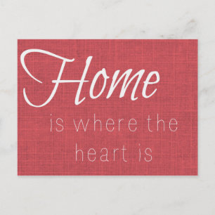 Home Is Where the Heart Is Red Postcard