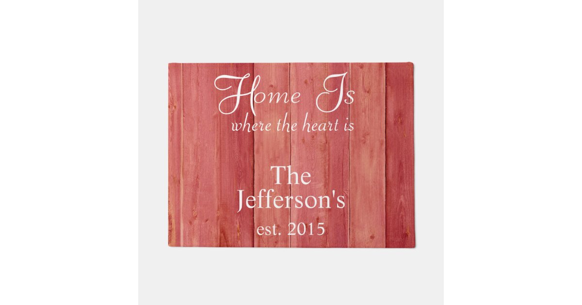 Home Is Where The Heart Is Red Woodgrain Doormat Zazzle Ca