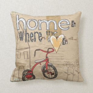 home is where the heart is throw pillow