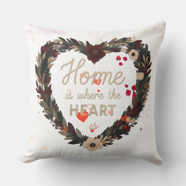 Home Is Where The Heart Is Throw Pillow (Front)