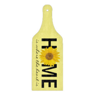 Home is Where the Heart is Yellow Sunflower Cutting Board