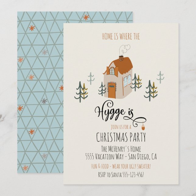 Home is where the Hygge is Christmas Party Invitation (Front/Back)