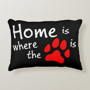 Home is where the paw print is accent pillow