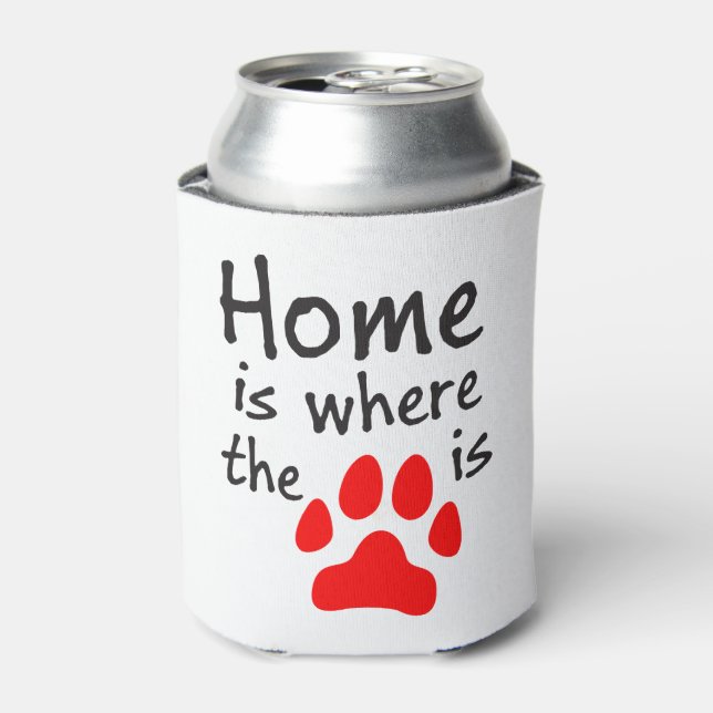 Home is where the paw print is can cooler (Can Front)