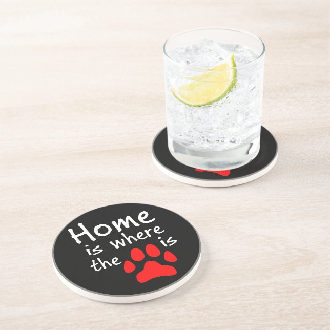 Home is where the paw print is coaster (Side)
