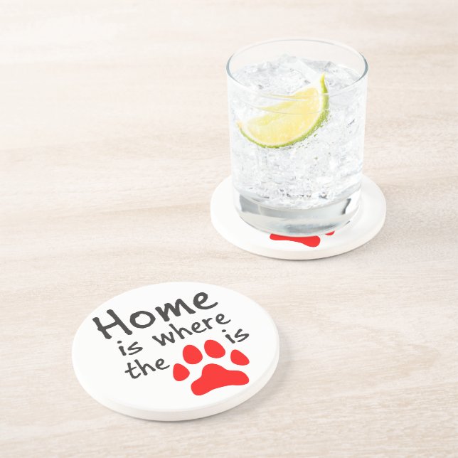 Home is where the paw print is coaster (Side)
