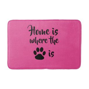 Home is Where the Paw Print is Pink Rug Bath Mat