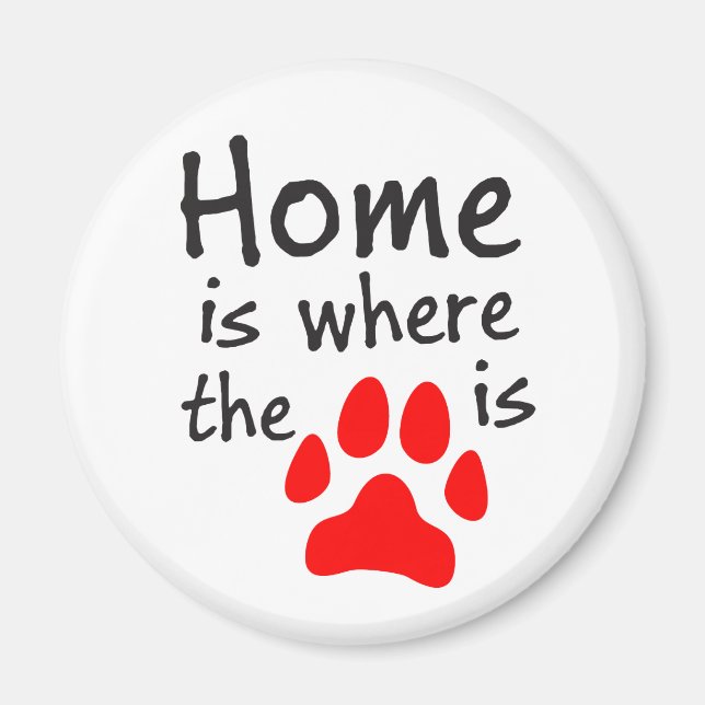 Home is where the paw print is Round Magnet (Front)
