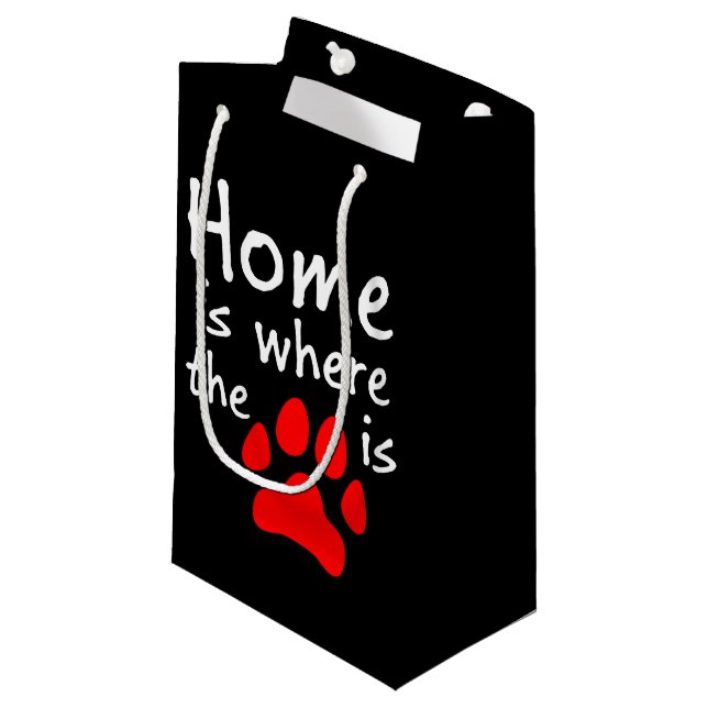 Home is where the paw print is small gift bag (Front Angled)