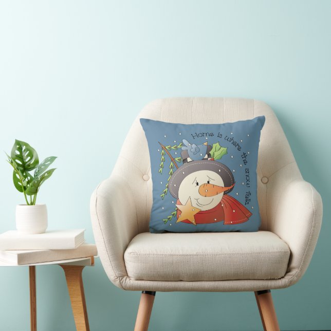 Home is Where the Snow Falls Winter Country Throw Pillow (Chair)