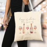 Home Is Where The Wine Is Tote Bag<br><div class="desc">This charming and humourous tote bag is perfect for wine lovers who appreciate a good laugh. Featuring the playful saying "Home is Where the Wine Is" on both sides, this tote bag is designed with stylish script typography and a watercolor design of a wine bottle and glasses. You can personalize...</div>