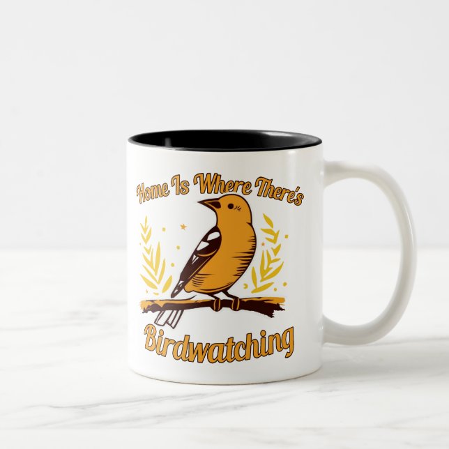 Home Is Where There's Birdwatching Two-Tone Coffee Mug (Right)