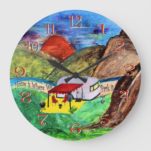 home is where we park it camper wall clock (Front)