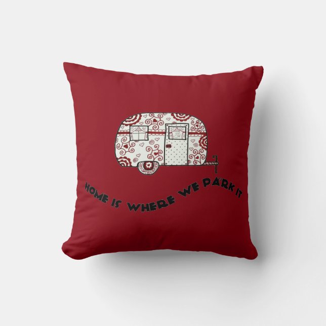 Home is where we park it throw pillow (Front)