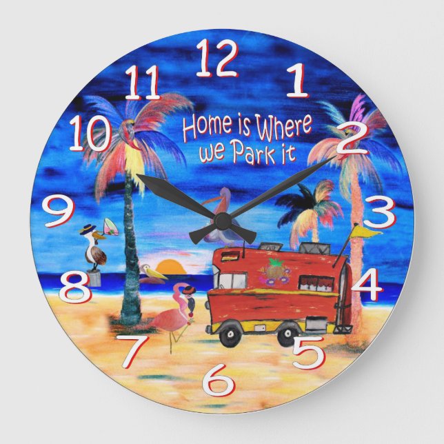 home is where we park it wall clock (Front)