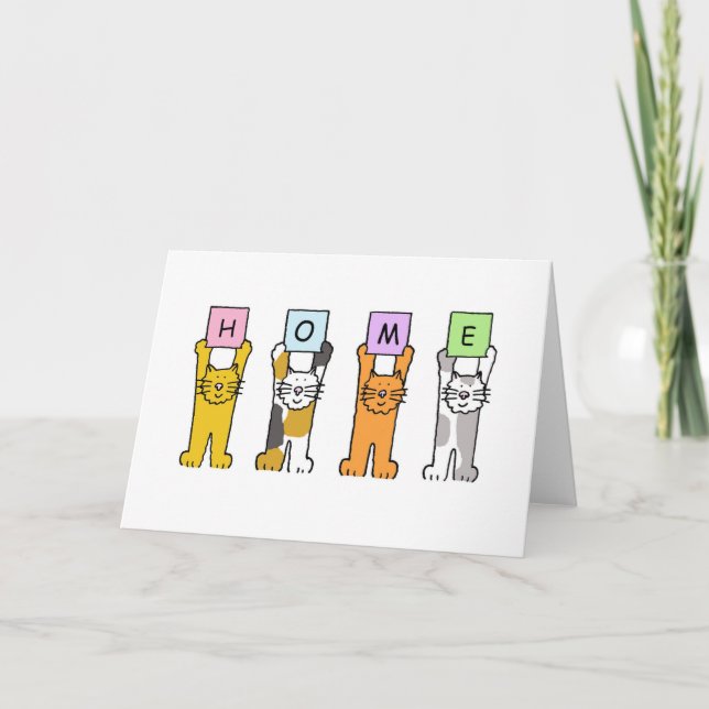 Home is Where You Are Cartoon Cats Card (Front)