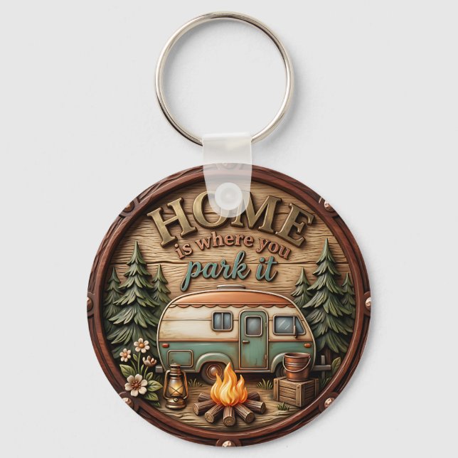 Home is Where You Park It Keychain (Front)