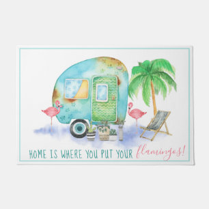 Home Is Where You Put Your Flamingos   Welcome Mat