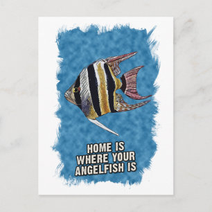 Home Is Where Your AngelFish is Watercolor Art Postcard