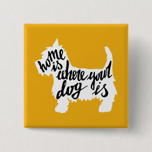 Home Is Where Your Dog Is 2 Inch Square Button
