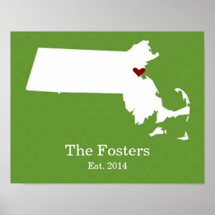 Home is Where Your Heart Is - Massachusetts Poster