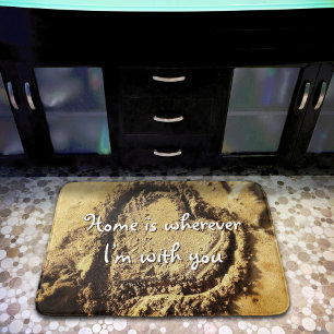 Home is Wherever with You Quote Sand Drawn Heart Bath Mat