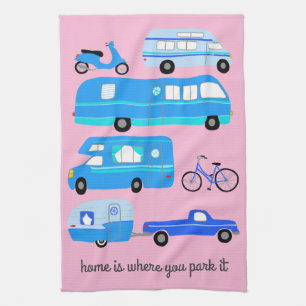 Home is WhereYou Park Retro Camper Motorhome RV Kitchen Towel