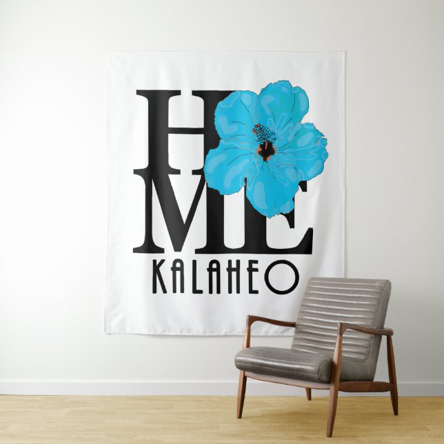HOME Kalaheo Blue Hibiscus Tapestry (In Situ)