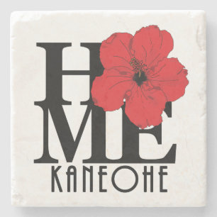 HOME Kaneohoe Red Hibiscus Stone Coaster