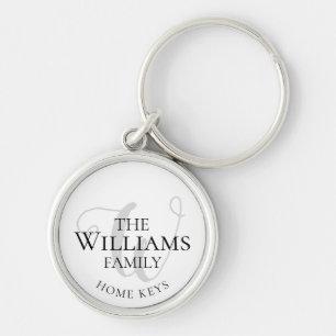home keys with family name monogram elegant keychain