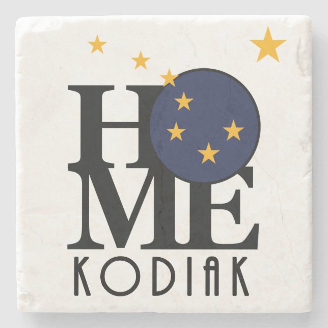 HOME Kodiak Alaska Stone Coaster (Front)