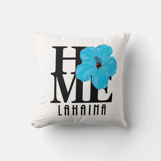 HOME Lahaina Blue Hibiscus Throw Pillow (Front)
