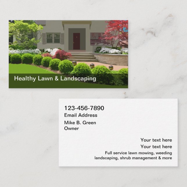 Home Lawn And Landscaping Business Cards (Front/Back)